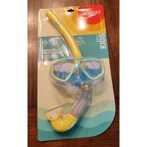 Speedo Kids Surf Gazer Mask Snorkel Set Ages 3-8 Yellow Blue New Cruise Gift